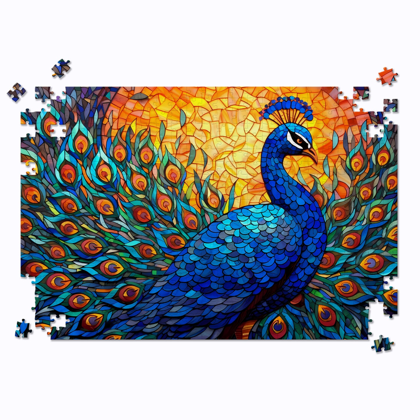 Stained Glass Peacock Jigsaw Puzzle