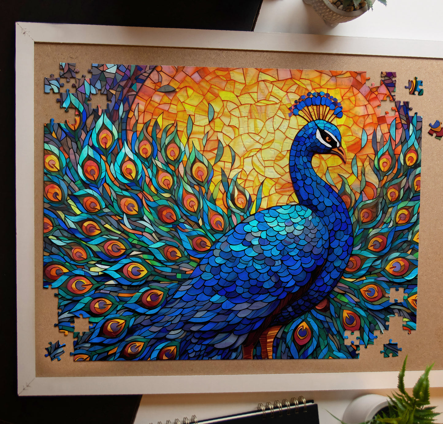 Stained Glass Peacock Jigsaw Puzzle
