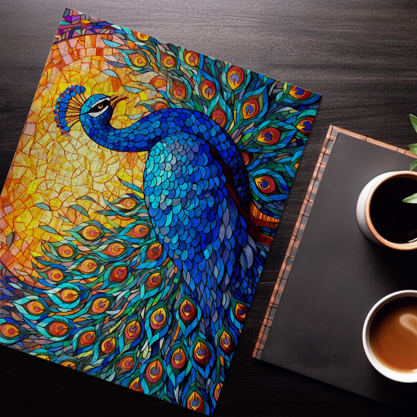 Stained Glass Peacock Jigsaw Puzzle
