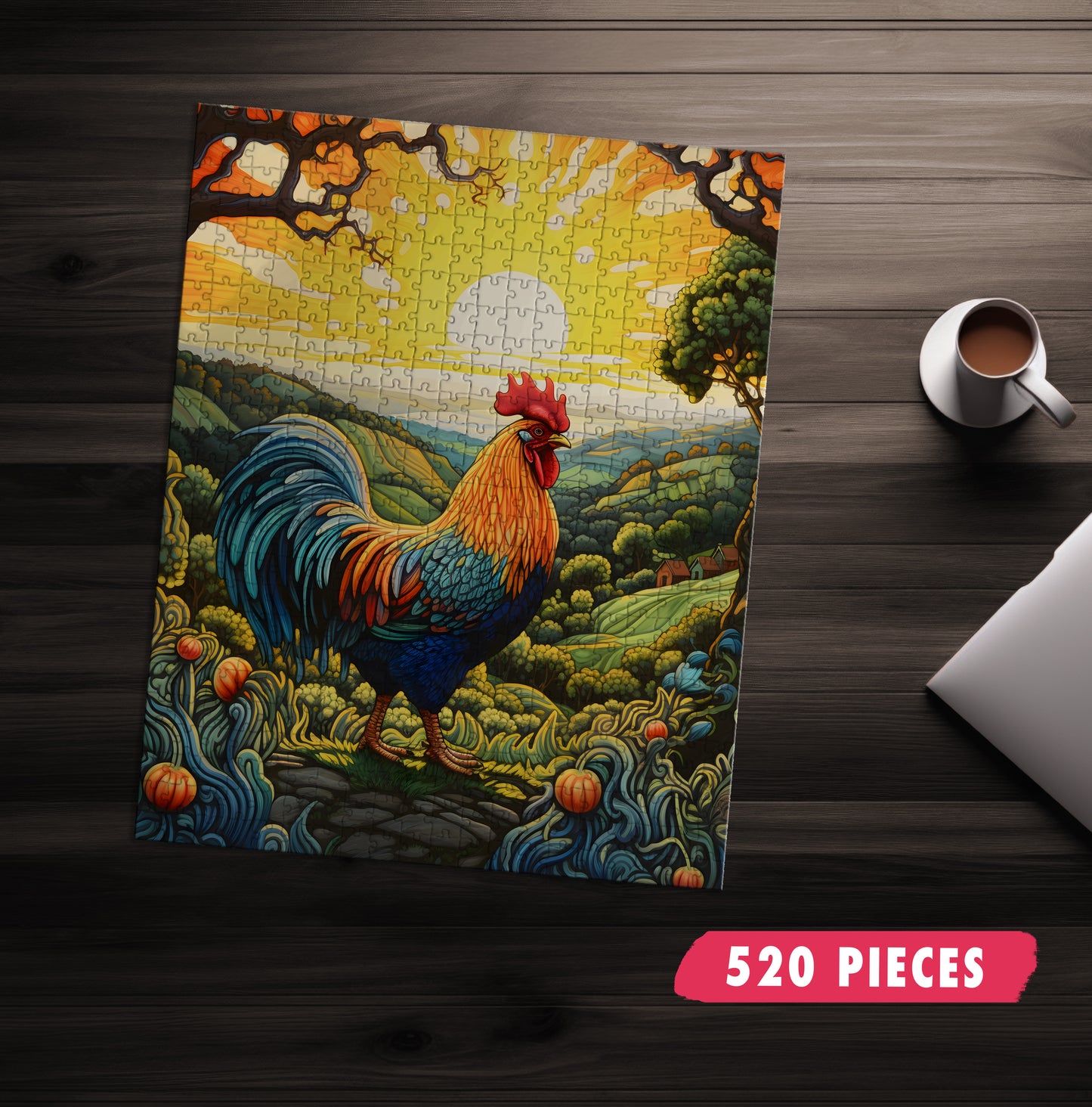 Rainbow Rooster Jigsaw Puzzle