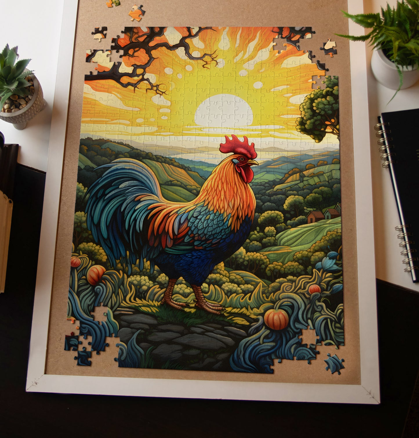 Rainbow Rooster Jigsaw Puzzle