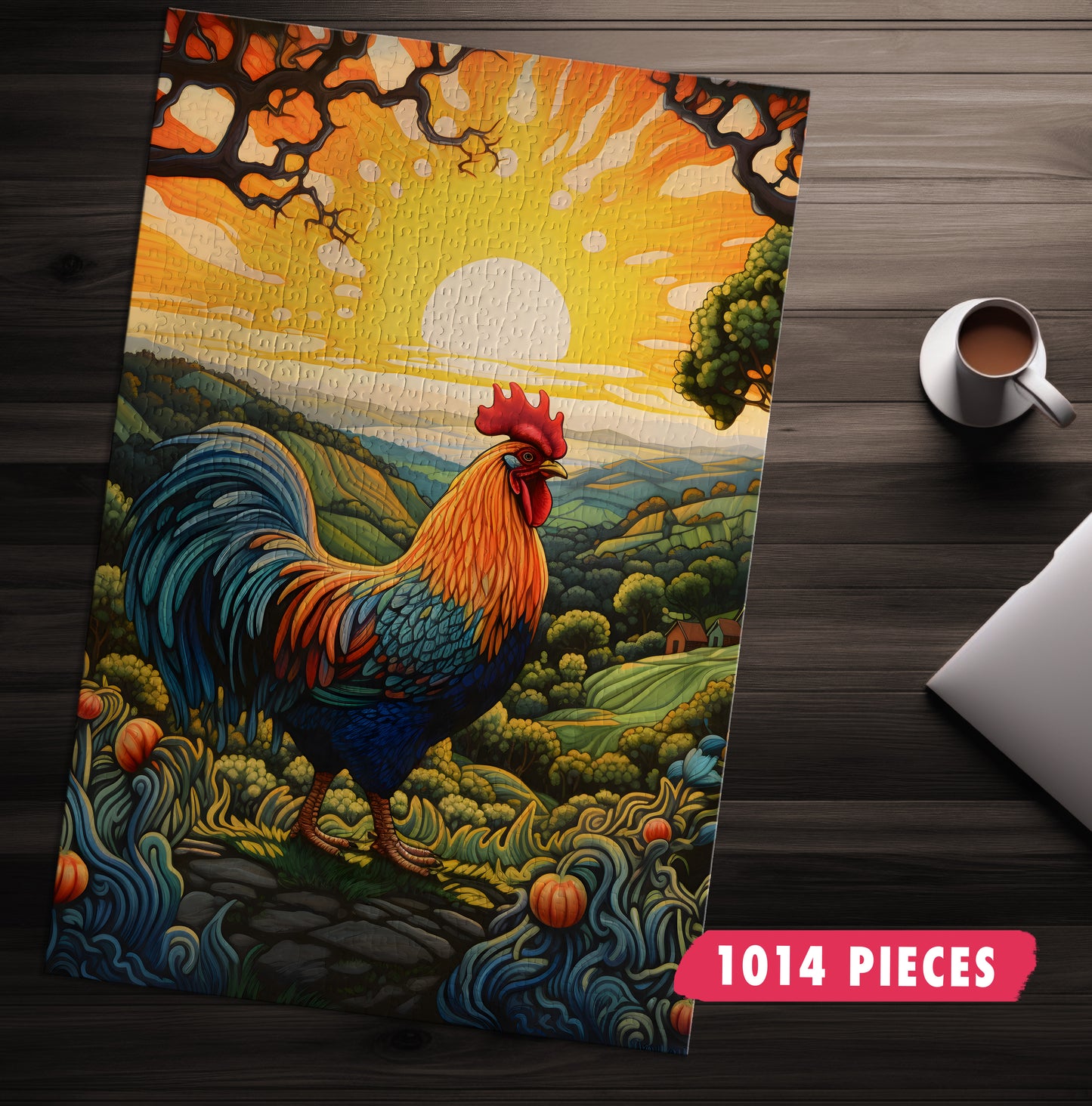 Rainbow Rooster Jigsaw Puzzle
