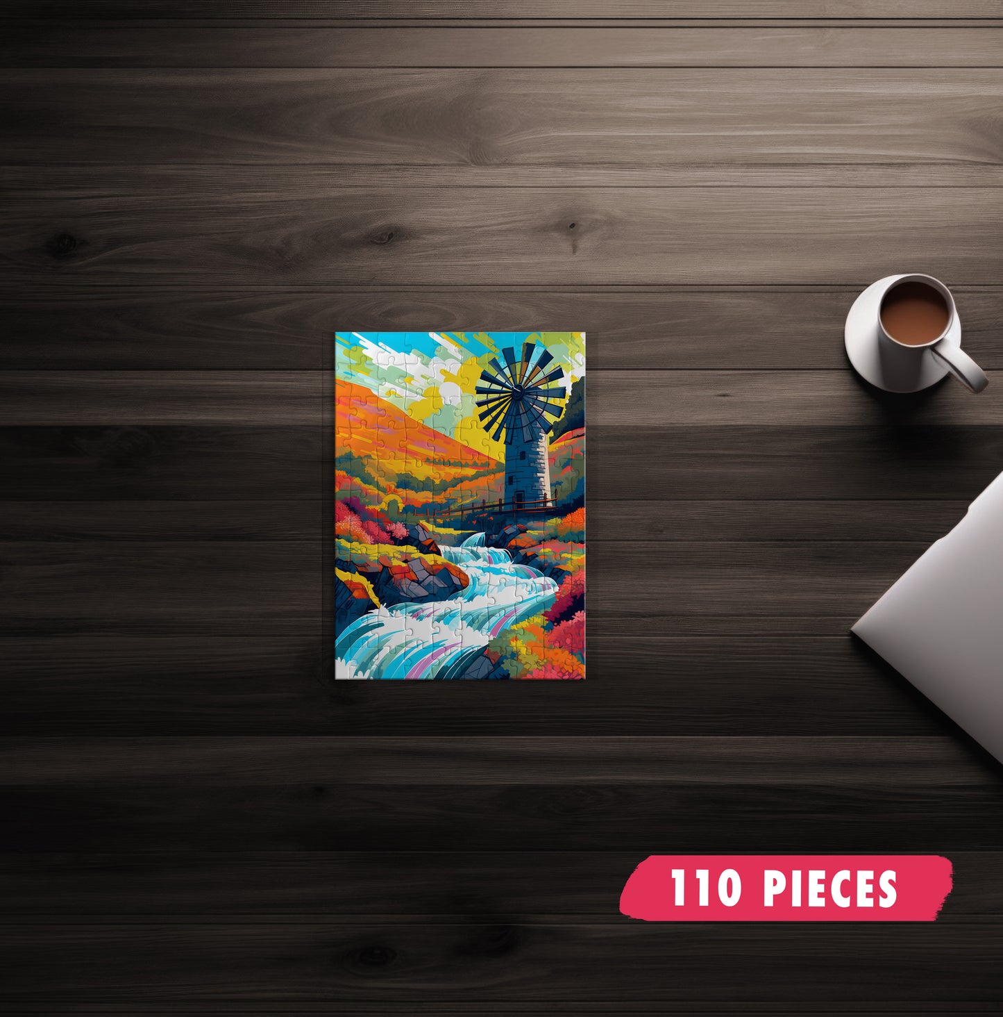 Windmill River Sunrise Jigsaw Puzzle