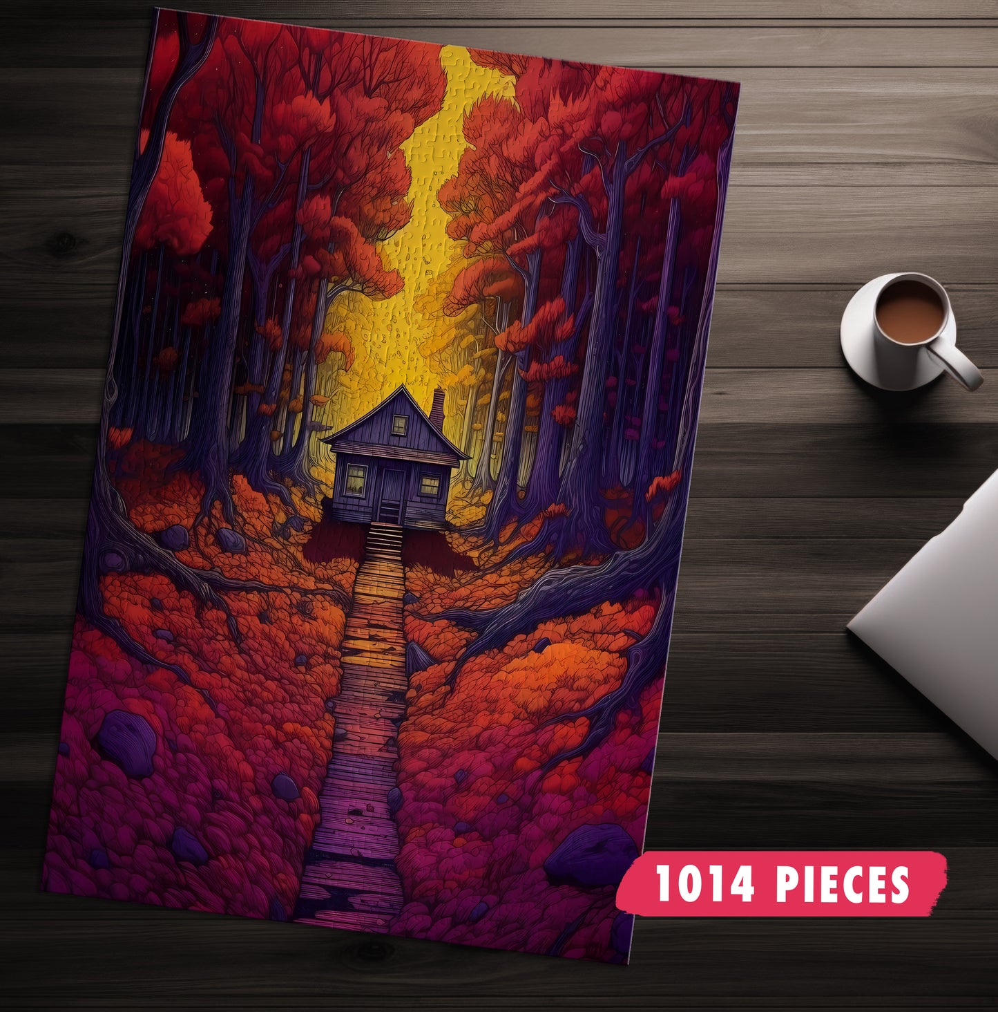 Red Forest Cabin Jigsaw Puzzle
