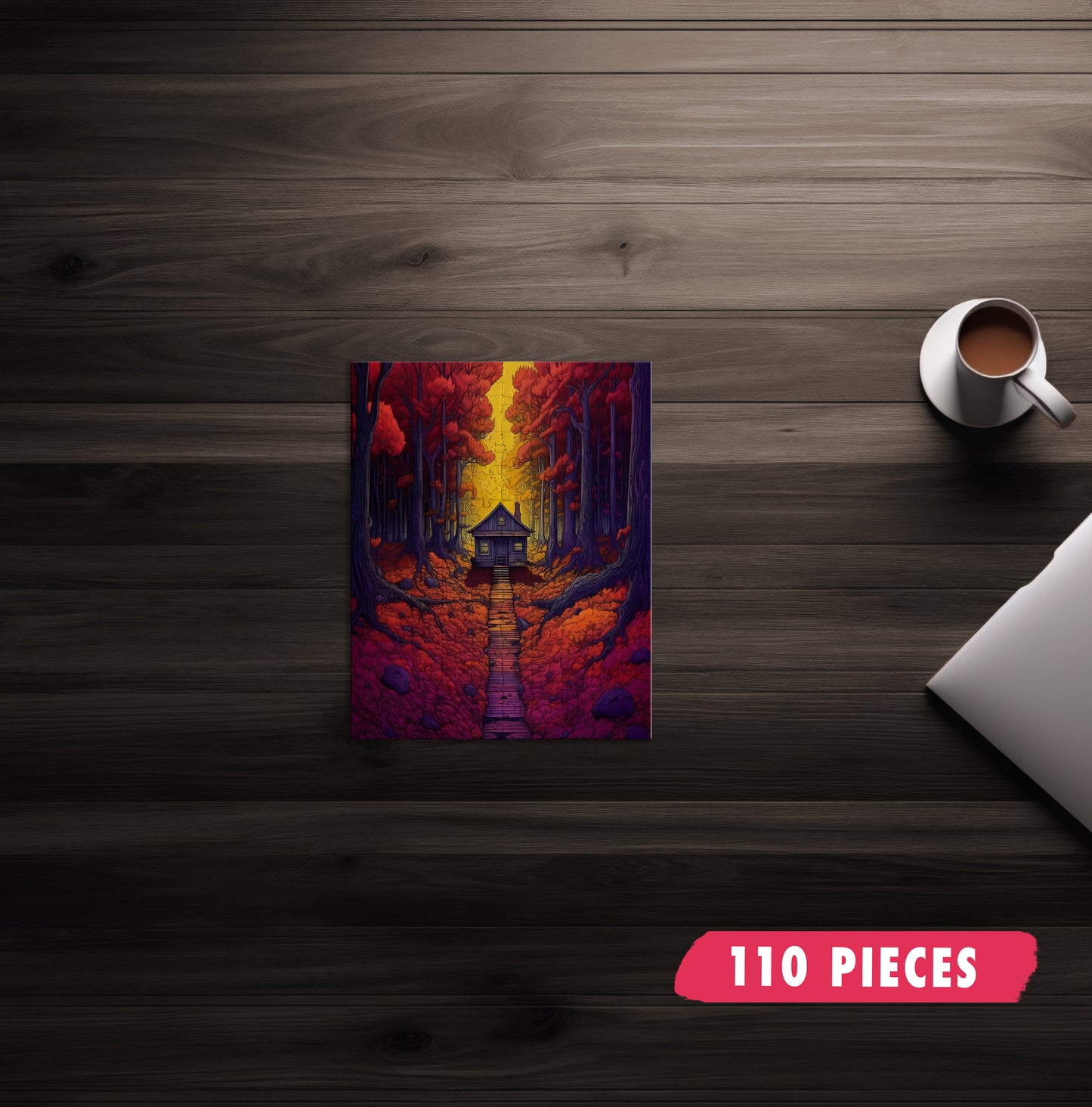 Red Forest Cabin Jigsaw Puzzle