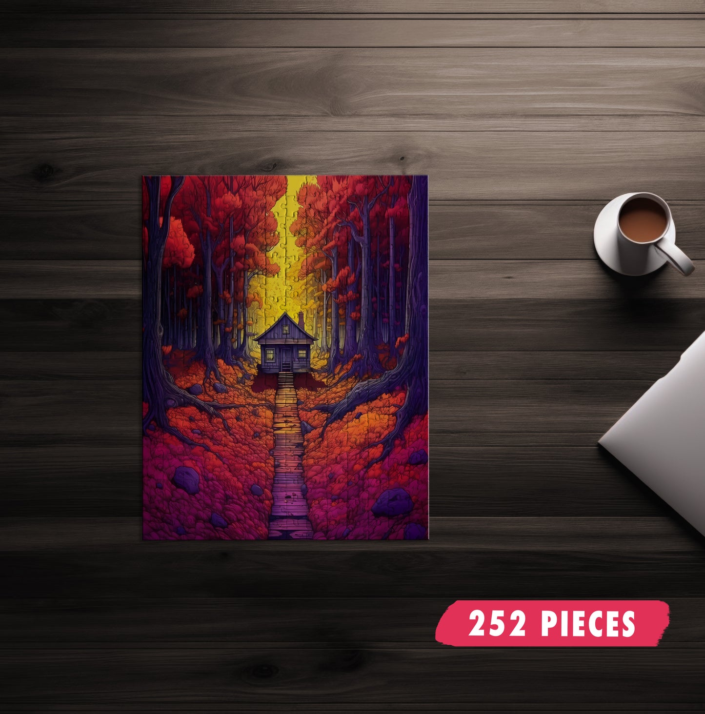 Red Forest Cabin Jigsaw Puzzle
