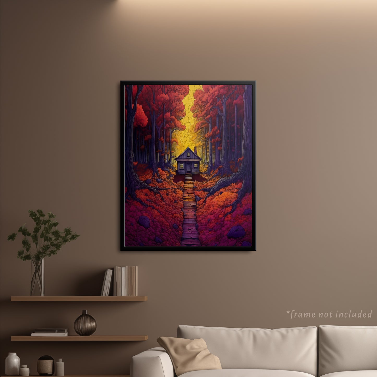 Red Forest Cabin Jigsaw Puzzle