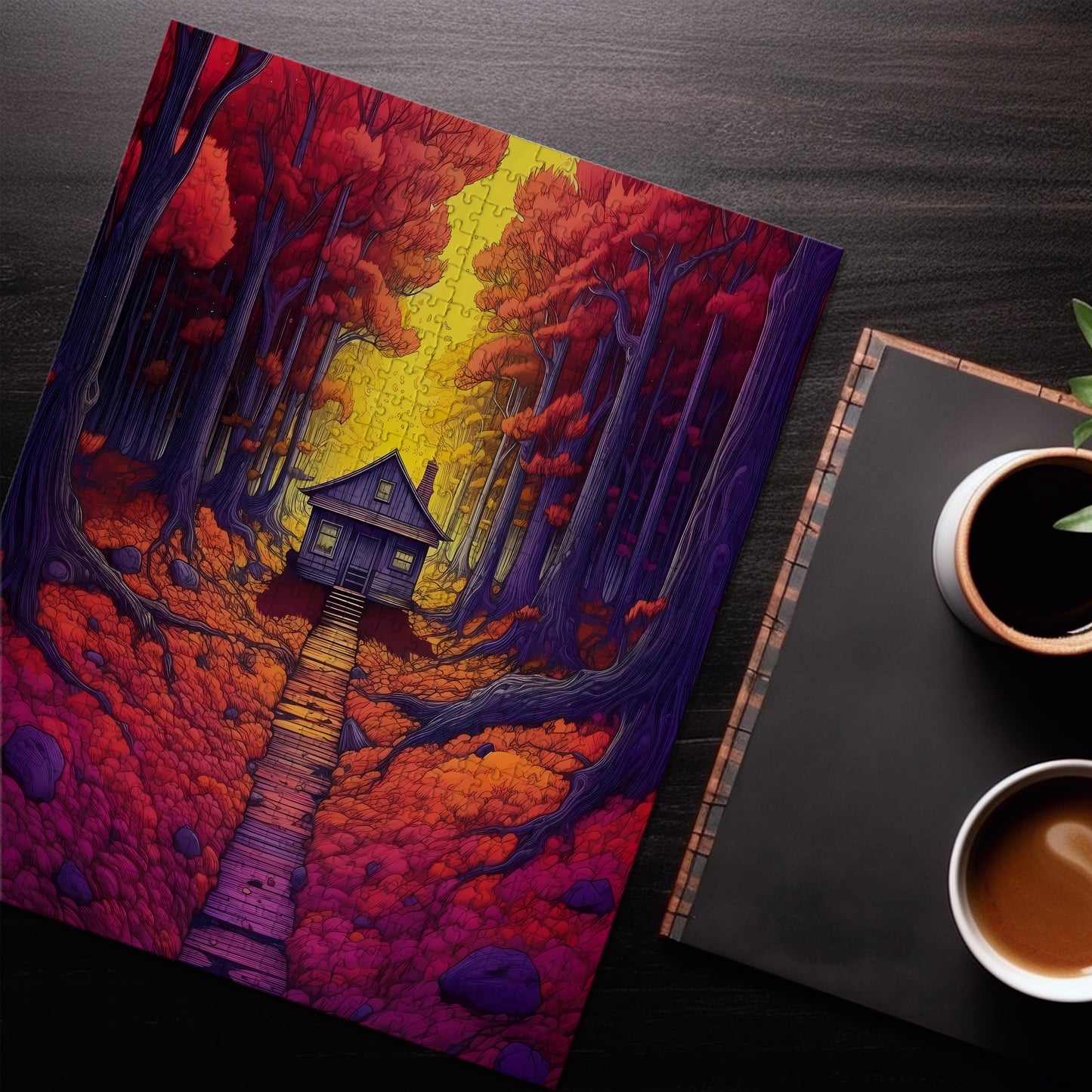 Red Forest Cabin Jigsaw Puzzle