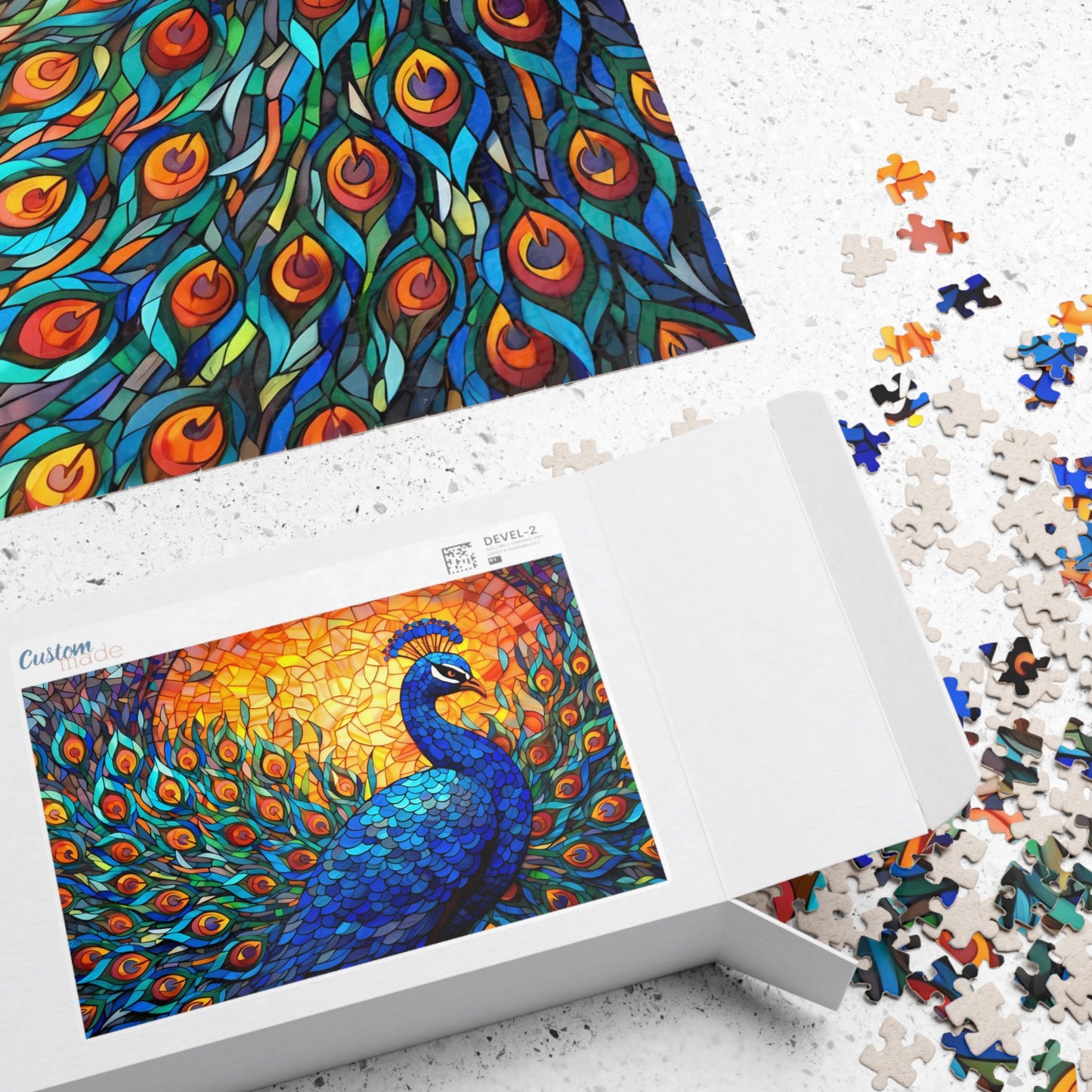 Stained Glass Peacock Jigsaw Puzzle