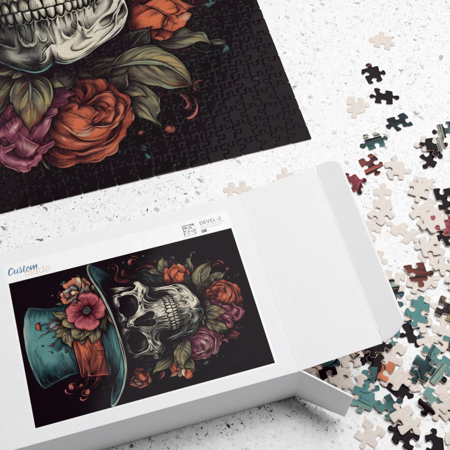 Dapper Skull Floral Jigsaw Puzzle