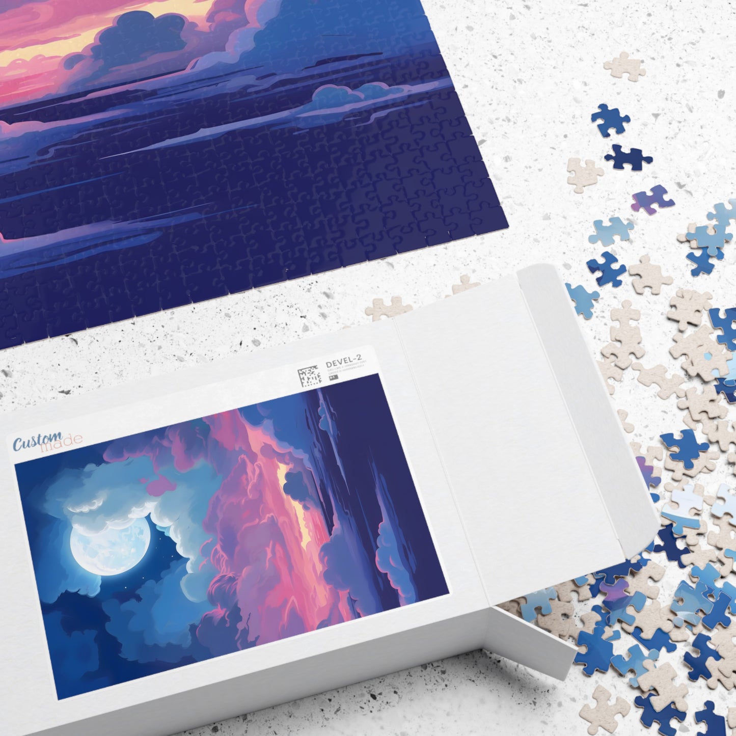 Moon Shining In Cotton Clouds Jigsaw Puzzle