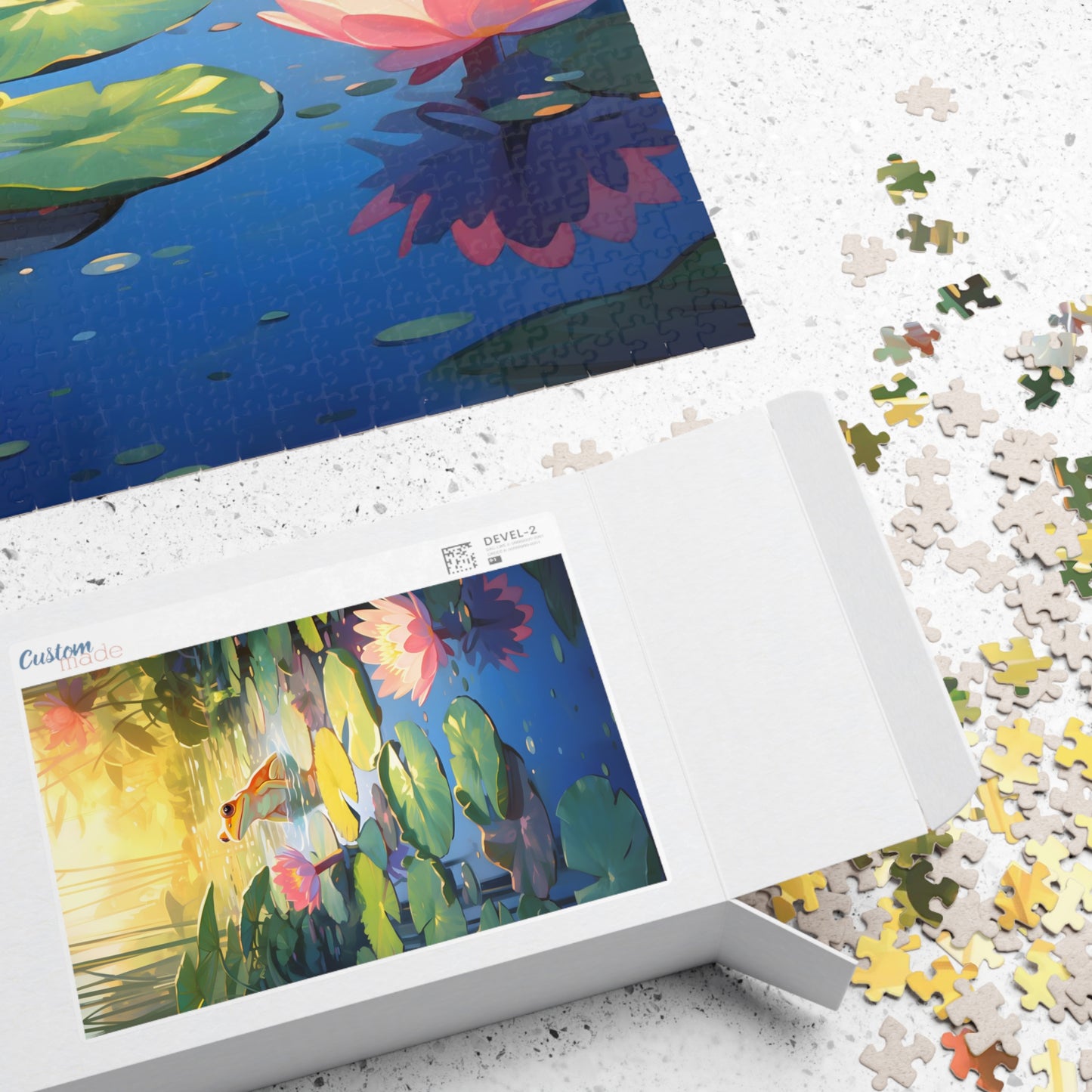 Frog In Lily Pond Jigsaw Puzzle
