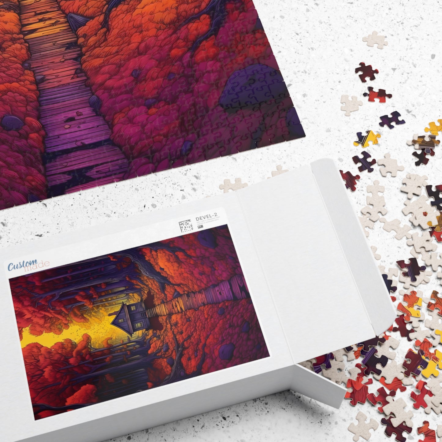 Red Forest Cabin Jigsaw Puzzle