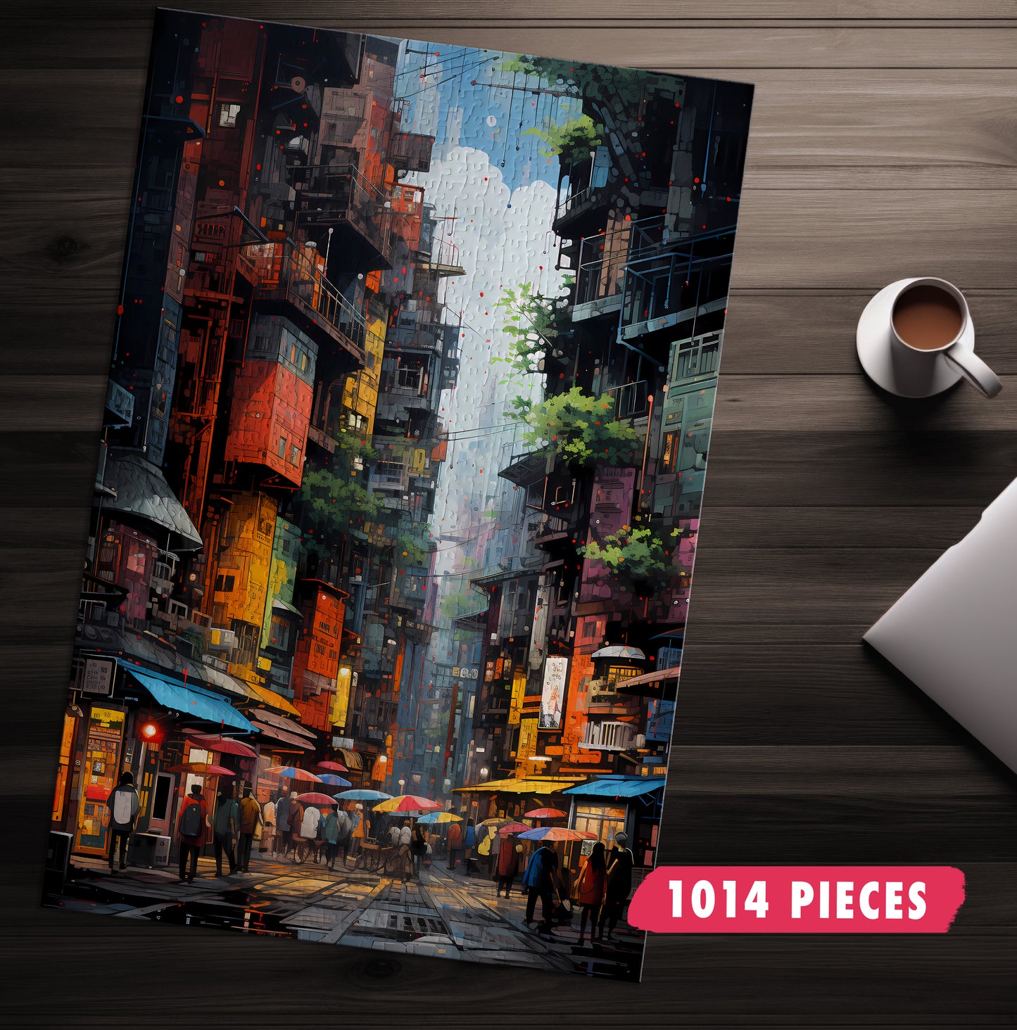 Vibrant Crowded City Jigsaw Puzzle