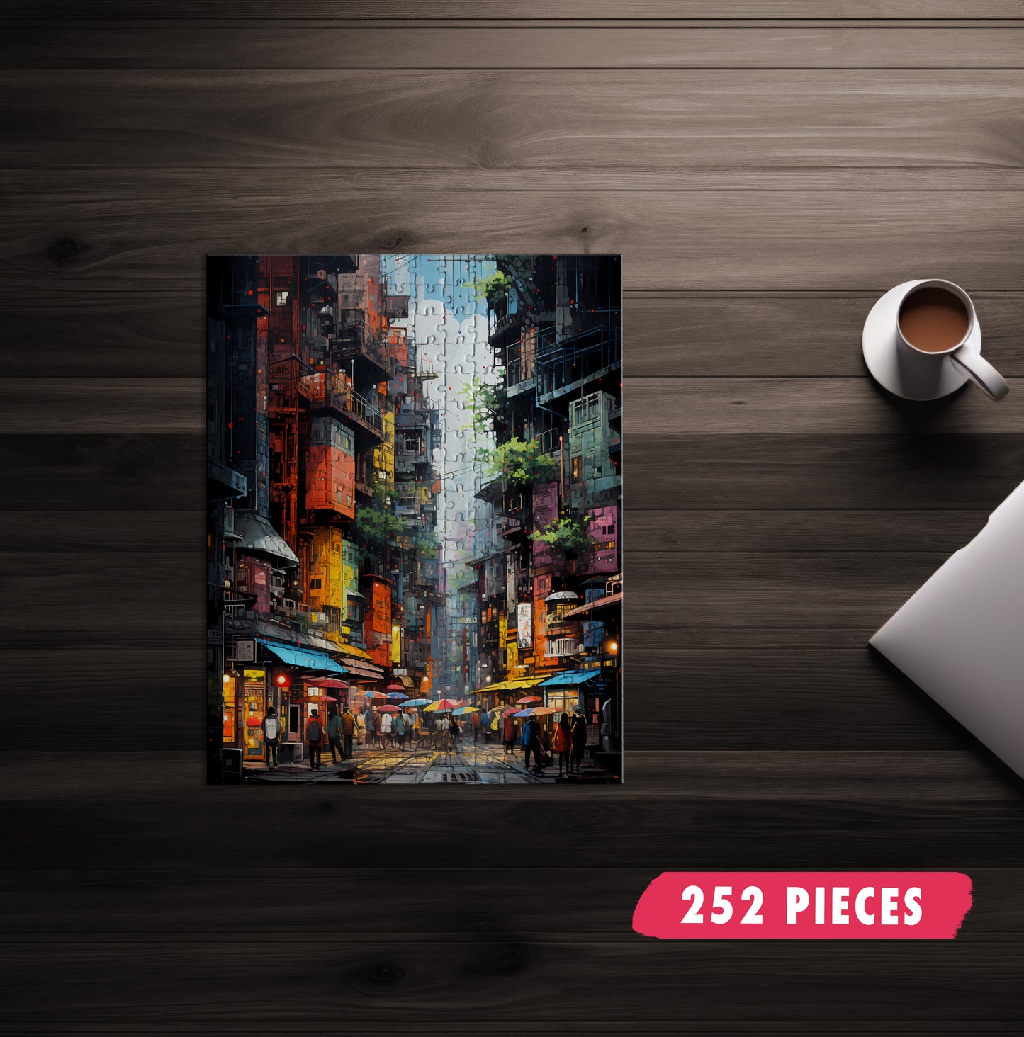 Vibrant Crowded City Jigsaw Puzzle