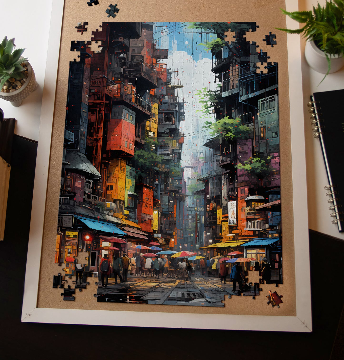 Vibrant Crowded City Jigsaw Puzzle