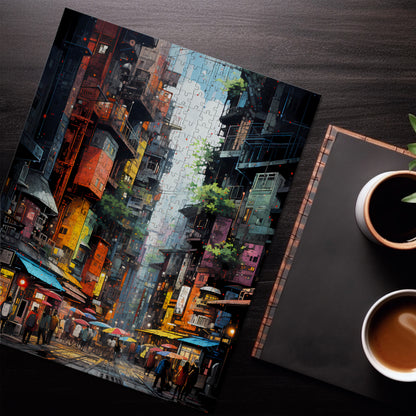 Vibrant Crowded City Jigsaw Puzzle