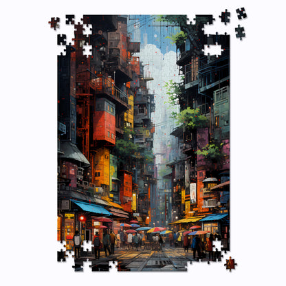 Vibrant Crowded City Jigsaw Puzzle