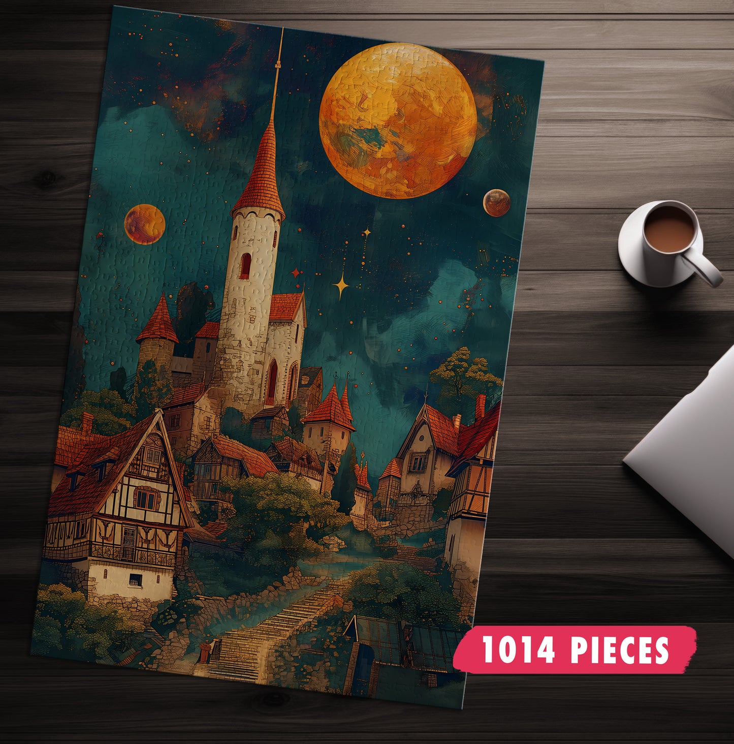 Moonlight Village Jigsaw Puzzle