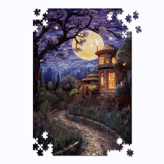 Mosaic Villa Under Night Sky Art Jigsaw Puzzle