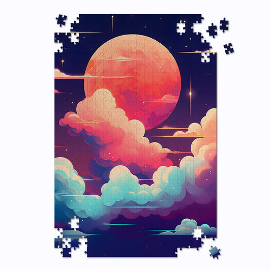 Pink Moon Twinkle Sky Jigsaw Puzzle