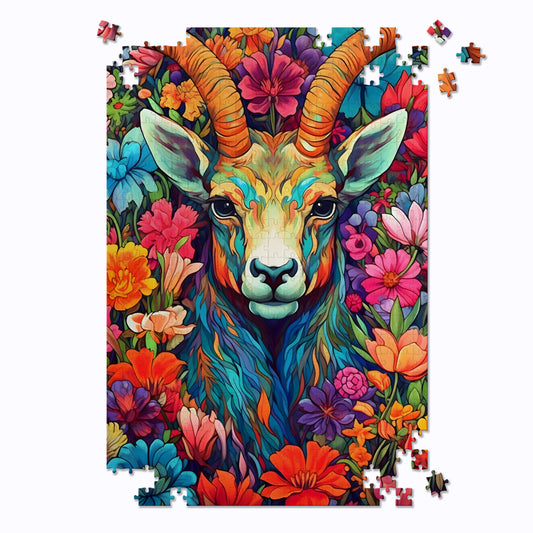 Floral Antelope Animal Jigsaw Puzzle